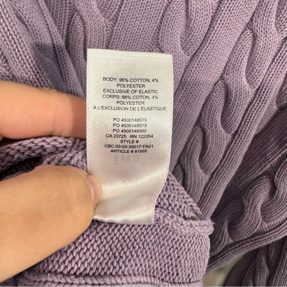 Aritzia TNA Clay Purple Cable Knit V-Neck Sweater - Picture 4 of 6